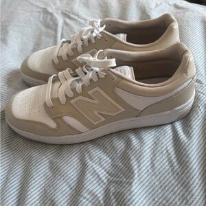 New Balance 480 Beige and White Sneakers